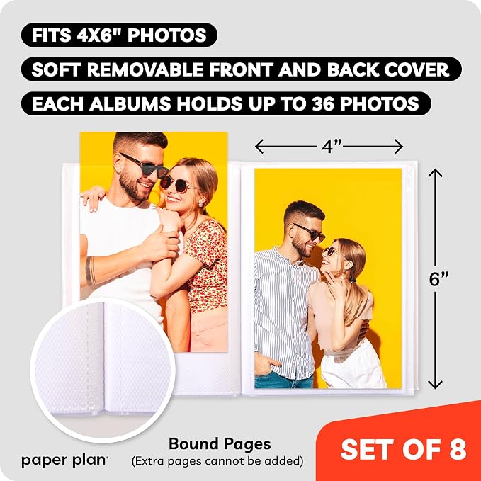 4x6 Photo Albums - (Set of 8), by Paper Plan, Mini Albums, Each Can Hold Up To 36 Photos, Works With Portrait and Landscape Pictures - Perfect for Storing Beautiful Memories - Image 2