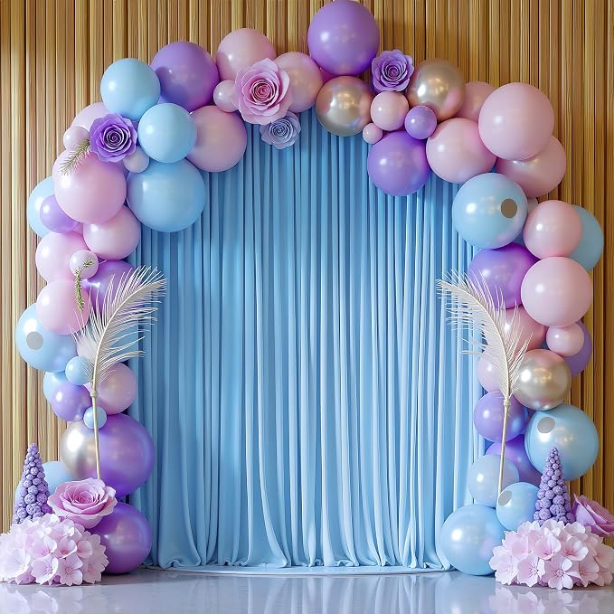 Blue Backdrop Curtain for Wedding Parties Backdrop Drapes 10x10FT | Wrinkle Free Polyester Curtain Backdrop Draping Fabric for Backdrop Photoshoot Birthday Party Background,2 Panel 5x10FT - Image 6