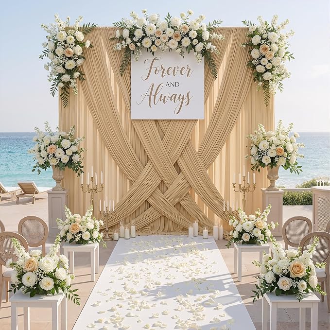40ftx10ft Champagne Backdrop Curtains for Parties, Wrinkle Free 8 Panels Photo Backdrop Drapes Back Drop Cloth Drapery for Wedding Birthday Photography Background - Image 5
