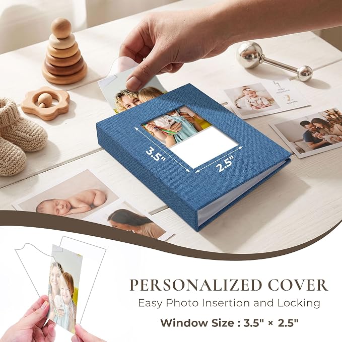 Vienrose 4x6 Mini Photo Album, 2 Pack, 52 Photos, Blue | Linen Cover, Photo Book, Baby Memory Book, Artwork Postcards Storage - Image 3