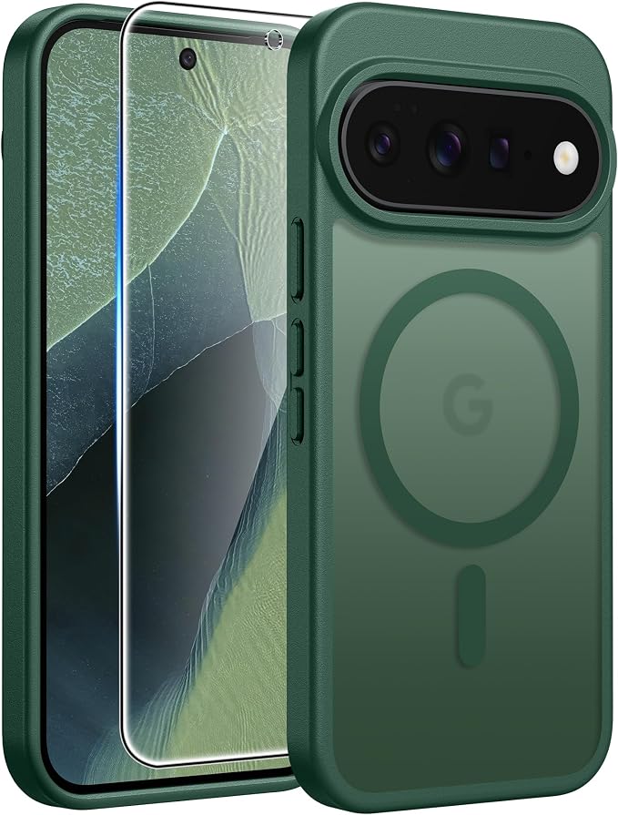 FNTCASE for Google Pixel 11 Pro Case / Pixel 11 Case, with Screen Protector | Fit for Magsafe, Translucent Matte, 14FT Military Grade Drop Protection, Shockproof Protective Phone Cover, Green by FNTCASE