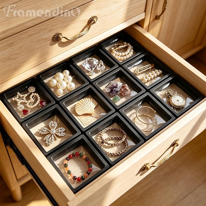 Framendino, 20 Pack Black 3D Floating Frame Display Case Challenge Coin 4.3x4.3x0.8 Holder Stands Jewelry Storage Box for AA Medallion Shells Gems - Image 5