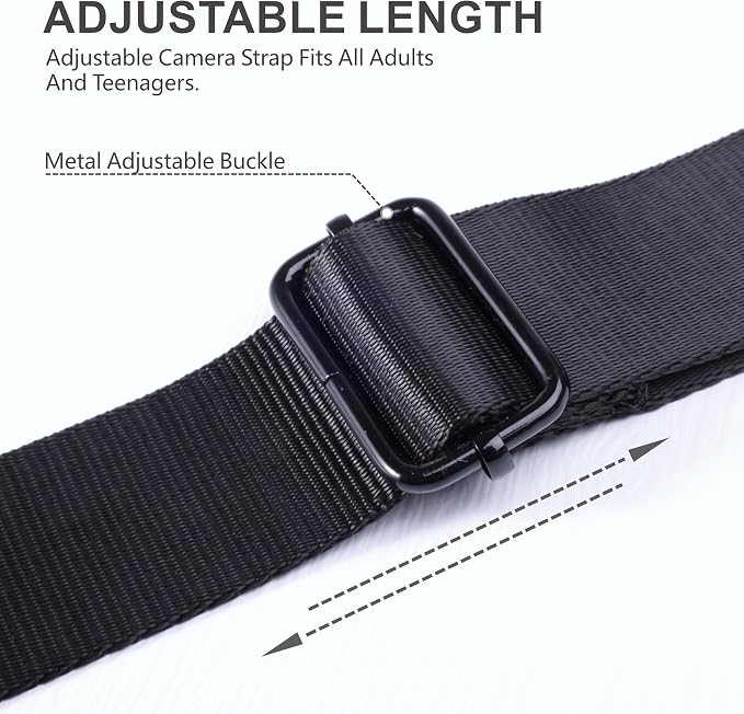 Padwa Lifestyle Black Adjustable Camera Strap - 1.5" Top Layer Cowhide Head Camera Straps for Photographers, Nylon Adjustable Neck Shoulder & Crossbody Strap Quick Release for All Cameras - Image 5