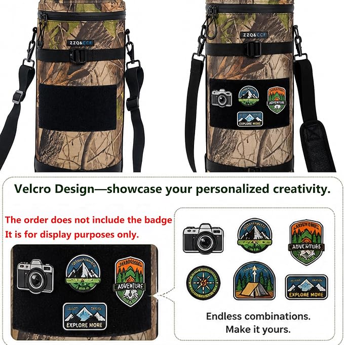 ZZQ&CCF Camera Lens Backpack for Sony FE 400-800mm f/6.3-8 G OSS Super-Telephoto Zoom Lens, Camo One Lens One Camera Bag, Water-Resistant Lens Case for Outdoor Photography # Update Jungle Leaf - Image 7