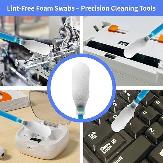 100 Pcs Solvent Resistant Professional Lint Free Swabs, 6.37" Long Handle Foam Swabs for Electronics, Camera Sensors, Printers, Optical Lenses - Image 3