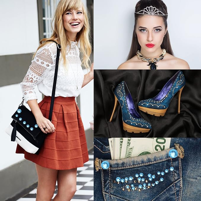Jollin Hotfix Rhinestones Flatback Crystal Gems 2mm SS6, Aquamarine | 2880pcs Hot Fix Crystals Glass Rhinestones for Bedazzling, Crafting, Clothes, Shoes & Accessories DIY Decoration - Image 4