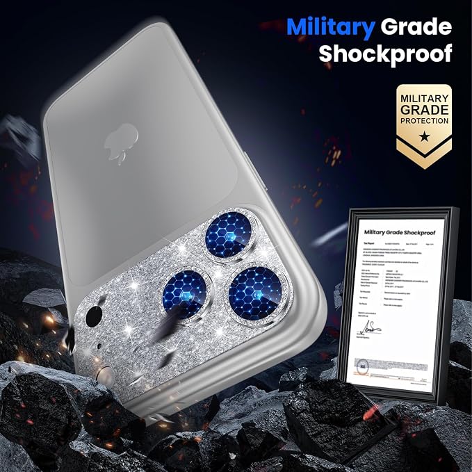 WSKEN for iPhone 17 Pro Camera Lens Protector - Military Grade Design | Strong Adhesion, Daily Shatterproof, Metal Aluminum Alloy Tempered Glass Camera Screen Protector, Glitter - Image 4