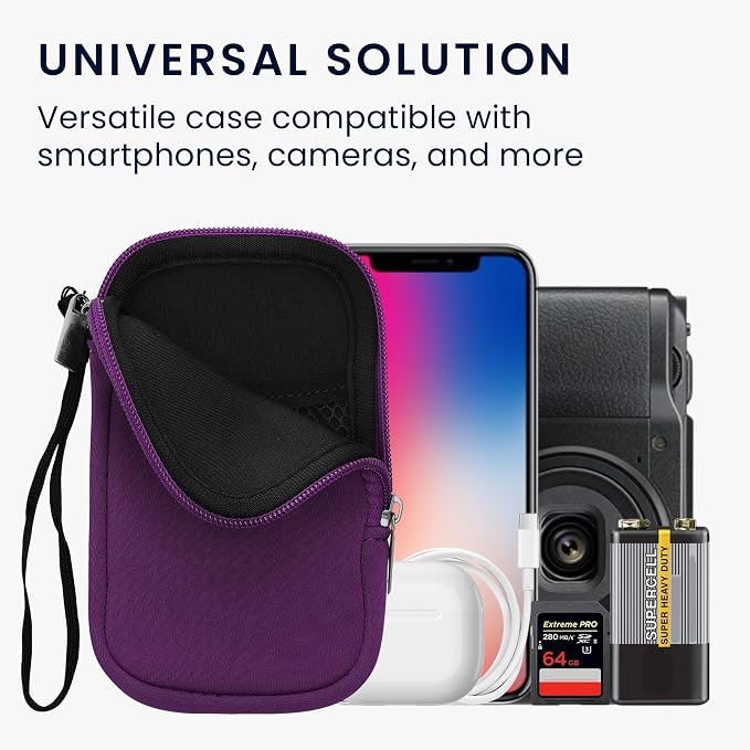 kwmobile Universal Phone Pouch Size L - 6.5" - Neoprene Smartphone Pouch with Zip - Water-Repellent Mobile Phone Case - Sleeve in Violet - Image 4