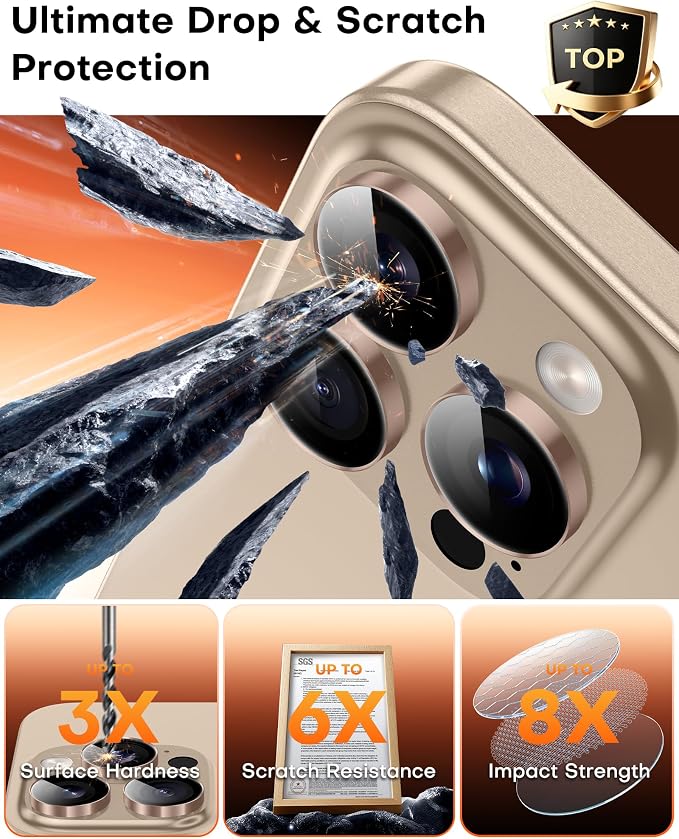 TOCOL for iPhone 14 Pro Max Camera Lens Protector/iPhone 14 Pro Camera Lens Protector Tempered Glass HD Individual Scratch Resistant Cover Accessories Case Friendly 2 Pack（Rose Gold） - Image 4