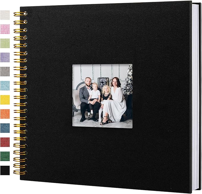 12"x12" Scrapbook Photo Album Linen Cover 40 Sheets 80 Pages White Paper | Black Hardcover Kraft White Pages Memory Book, for Travel Wedding Guest Book Christmas Baby Shower Fits 4x6 & Instant Photos by Hiwhy