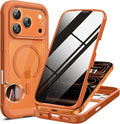 miracase for iPhone 17 Pro Privacy Series Case, Magsafe, Orange | Built-in Privacy Screen Protector | 360° Full Protection | Colored Bezel & Clear Back | Shock-Absorbent | 6,3 Inch by Miracase