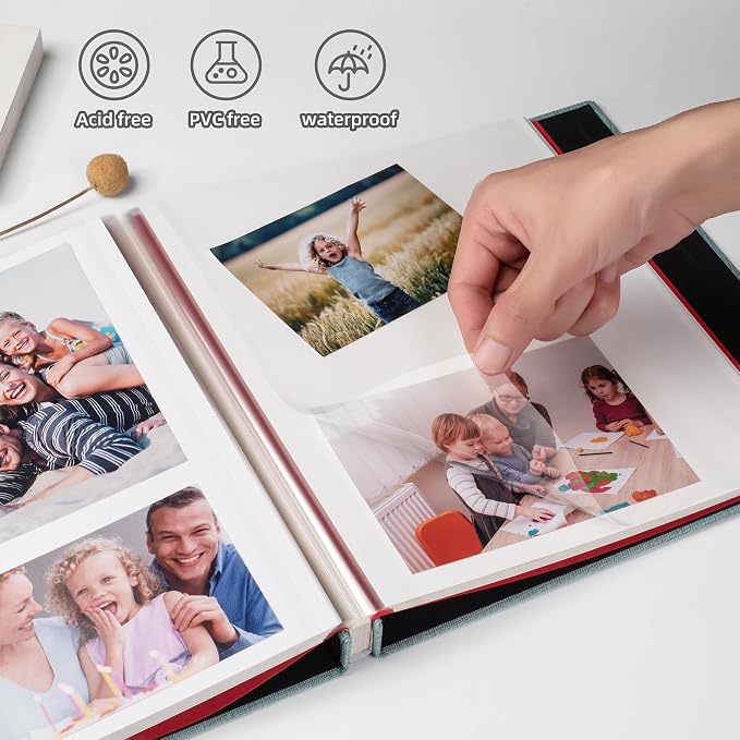HoneyTolly Photo Album Self Adhesive Scrapbook Album for 4×6 Pictures DIY Magnetic Linen Cover Album 15 Sheets/30 Blank Pages for Family Wedding, Birthday, Christmas, Anniversary (Green) - Image 2