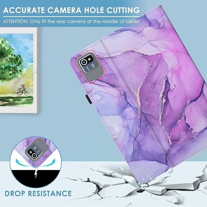 DETUOSI Universal 10.1 inch Tablet Case,Scratch Resistant | For ECOPAD ‎TH-KK12C,URAO X109,Aiprotablet C20e,Folio Leather Protective Cover,2-Angle Viewing Stand,3 Card Slots,Purple - Image 8
