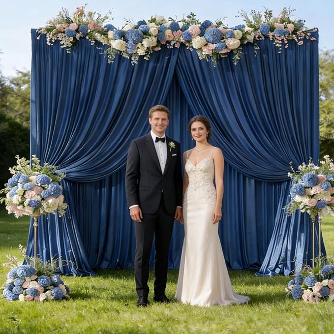 40ftx10ft Wrinkle Free Navy Blue Backdrop Curtain - 10 Feet Photography Backdrop Drapes, Silky Polyester Back Drop Cloth for Wedding Baby Shower Balloon Arch Background - Image 3