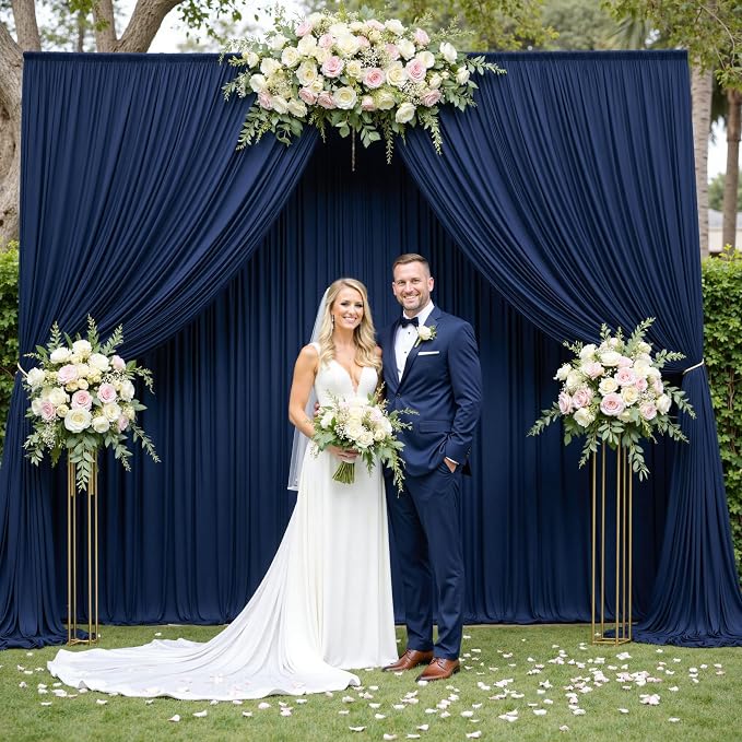 20x12 ft Navy Blue Backdrop Curtains for Weddings, Birthdays and Photos | 4 Panels 5x12 ft, Wrinkle-Free Polyester Drapes, Washable, Ironable, 4 in Rod Pocket for Baby Showers Photography Background - Image 2