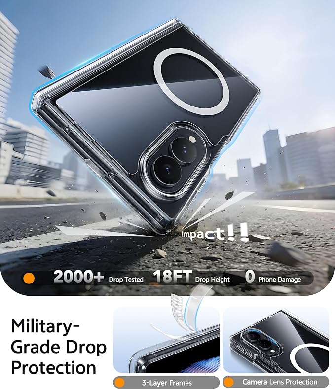 FNTCASE for Samsung Galaxy Z Fold 8 Case, Fit for Magsafe, Hinge Protection | Screen Protector, Translucent Matte Magnetic Back, 18FT Military Grade Drop Proof, Protective Phone Cover, Clear - Image 4