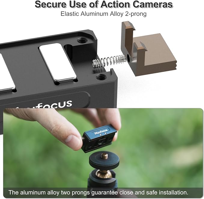Magnetic Quick Release Mount for Insta360 Ace Pro/Ace Pro2/X5/X4 Air, Snap-On Magnetic Tripod Adapter with 1/4"-20 Threaded Hole, 2 Prong Mount Connector Base for Tripods, Selfie Sticks - Image 4