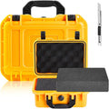 Relaxweex 1 Pcs Waterproof Hard Case with DIY Customizable Foam Insert Portable Protective Case with Knife for Camera Drones Equipments Tools Test Instruments(Yellow,16.3 x 12.4 x 6.5 Inch) by Relaxweex