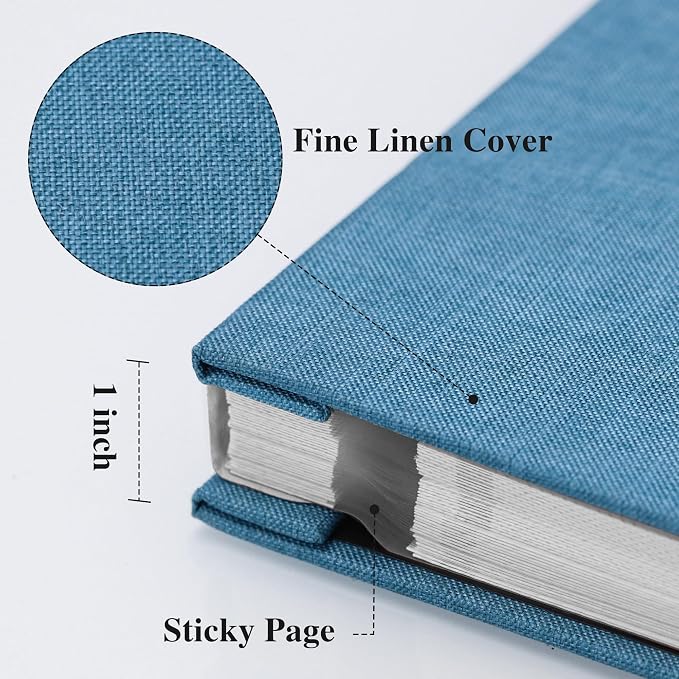 Vienrose Large Photo Album Self Adhesive for 4x6 8x10 10x12 Pictures Linen Scrapbook Album DIY 40 Blank Pages with A Metallic Pen | Linen Cover, Scrapbook, Fits 4X6 8X10 10X12 Pictures, Metallic Pen, Diy - Image 3