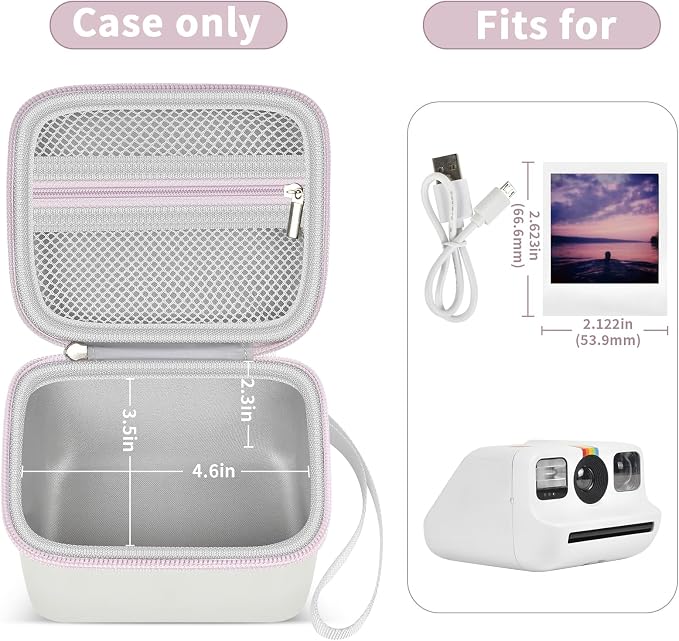 ANKHOH Case for Polaroid Go Gen 2/3, for Polaroid Go 9035/9071/9070 | PU shell with padded interior and removable wrist strap stores film, photos and cables, Case Only - Image 4