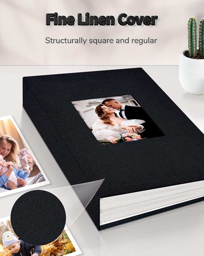 Artfeel Photo Album 4x6 with 100 Pockets,Slip-in Picture Albums,Linen Cover Memory Book with Front Window,White Page Vertical Photo Book for Wedding,Family,Anniversare,Baby,Vacation - Image 6