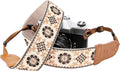 Padwa Lifestyle Elegant Brown Floral Camera Strap - 2" Cowhide Head Camera Straps for Photographers,Adjustable Vintage Jacquard Embroidery Woven Cotton Shoulder Neck Strap for Cameras,Binoculars by PadwaLifestyleCameraStrap