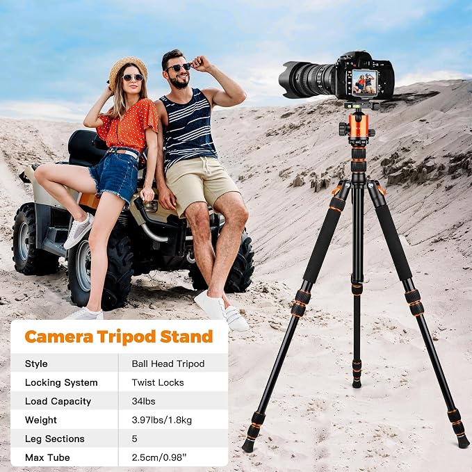 Victiv Camera Tripod, 80" Ball Head Tripod with Carry Bag & Phone Holder | Aluminum Heavy Duty Tripod Stand, 2-in-1 Camera Tripods & Monopods, Compatible for DSLR Binoculars Spotting Scope Telescope - Image 7
