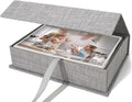 Vienrose Small Photo Storage Box, 5"x7", Linen Postcard Keeper, Gray | 1Pc Sturdy Linen Cover Box for Photos, Postcards & Sticker Storage, Perfect for Home, Office, Craft Room, and Travel by Vienrose