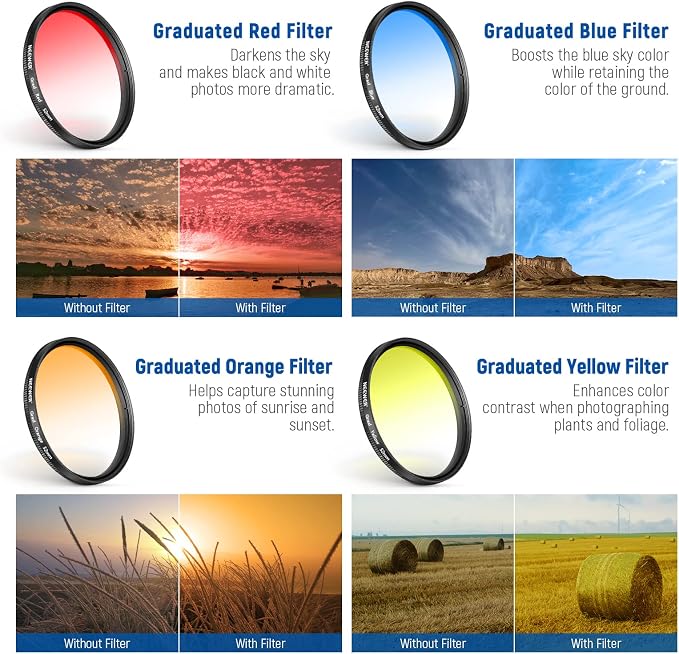 NEEWER 52mm ND CPL Star 4 Graduated Color Filter Set with Phone Lens Clamp | Compatible with iPhone 17 16 16e 15 14 Pro Max Plus Canon Nikon Sony Camera - Image 2