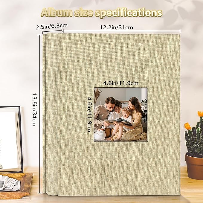 Artfeel Photo Album 4x6 with 600 Pockets,Slip-in Picture Albums,Linen Cover Memory Book with Front Window,White Page Vertical Photo Book for Wedding,Family,Anniversare,Baby,Vacation - Image 3