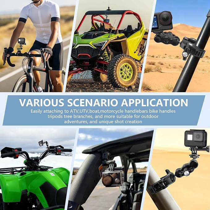 Chelhead Super Clamp Camera Mount with Phone Holder for Up to 3" Tubes | Dual 1/4"-20 & 3/8"-16 Threads, Compatible with DSLR Cameras, Action Cameras, LED Lights, Gimbals & Tripods - Image 4