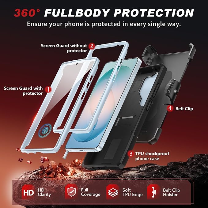 TONGATE Magnetic Stand for Samsung Galaxy S26 Ultra Case, Compatible with Magsafe, [Camera Cover & 2 Front Frames][Military Drop Protection]S26 Ultra Case Built-in Screen Protector & Belt Clip,SkyBlue - Image 8