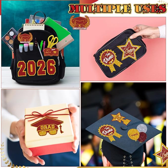 Glenmal Red Gold Graduation Photo Display Board Sticker Class of 2026 Picture Display Stickers Accessories for 2026 Grad Party College Board Photo Frame Decor (12x9inch,3.9x4.7inch) - Image 5