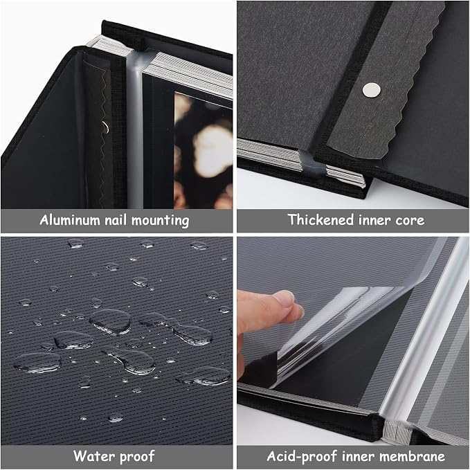 Zesthouse Photo Album Self Adhesive Pages, 60 Pages Magnetic Scrapbook Albums with Sticky Page, Photos Album Holds 8x10 & 5X7 & 4x6 & 6x8 & 3x5, Large Picture Book Ideal Gift for Family Wedding Baby - Image 5
