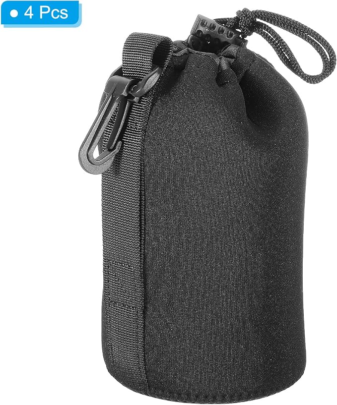 PATIKIL 4 Pcs 3.7" ID x 7.1" H Neoprene Lens Pouch Bag for DSLR Camera Lens, Black - Image 3