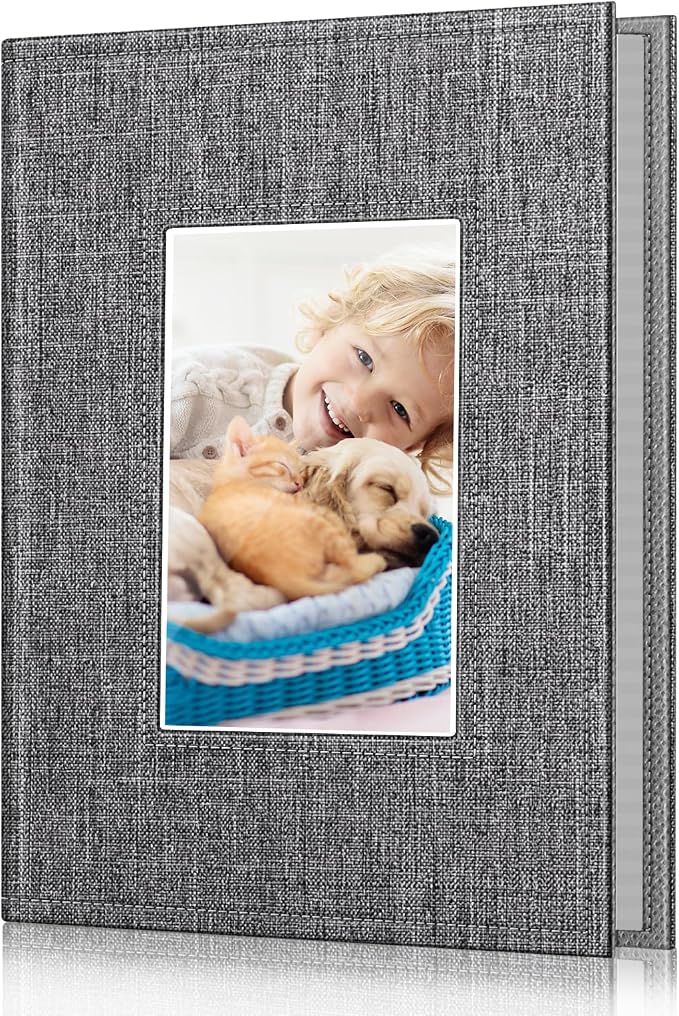 Fintie Photo Album 4x6 Photos - 52 Pockets Small Wallet Albums For Family | Vegan Leather Cover, 4X6 Picture Keepsakes, Family/Wedding/Travel Memory Book, Baby/Kids/Boys/Girls Gift, Snowflake Gray by Fintie