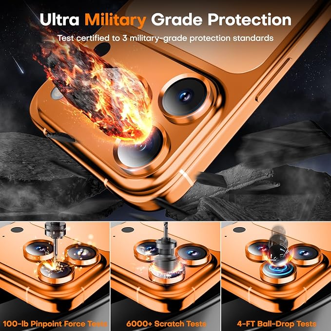 Camera Lens Protector for iPhone 17 Pro Max/17 Pro- Cosmic Orange | 9H Tempered Glass, Metal Individual Camera Cover, Accessories, Anti-drop, Case Friendly, HD Clear, Anti-Scratch - Image 5