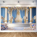 9X6ft Luxurious Blue and White Floral Backdrop for Photography Castle Palace Wedding Party Decortion Elegant Flowers Backdrop Wedding Birthday Party Decorations Bridal Shower Backdrops Studio Props by JAWO