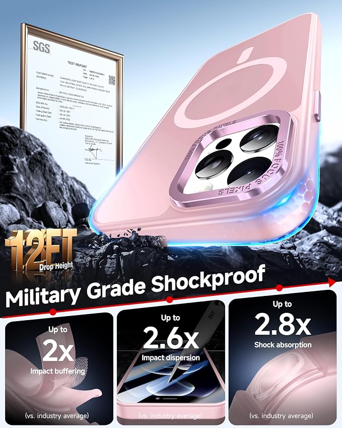 LeYi for iPhone-12-Pro-Max Case: Compatible with Magsafe[ Tempered Glass Screen X2+ Camera Lens Protector X2] i Phone 12Pro Promax Cases Cover iohone 12 Pro Max Magnetic Protective Girl Women, Pink - Image 5