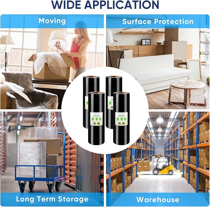 TICONN Stretch Wrap Roll, 18 in x 1000 ft Plastic Wrap for Moving Furniture | Odorless Industrial Strength Stretch Film, 300% Stretchability, Self-Adhering, Ideal for Furniture, Box Protection - Image 6