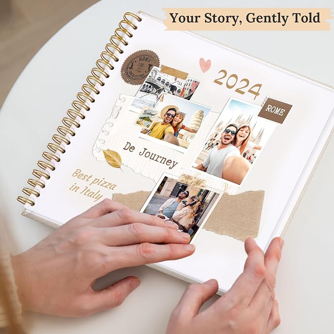 10"x10" Scrapbook Photo Album Linen Cover 20 Sheets 40 Pages White Paper | GrassGreen Hardcover Kraft White Pages Memory Book, for Travel Wedding Guest Book Christmas Baby Fits 4x6 & Instant Photos - Image 5