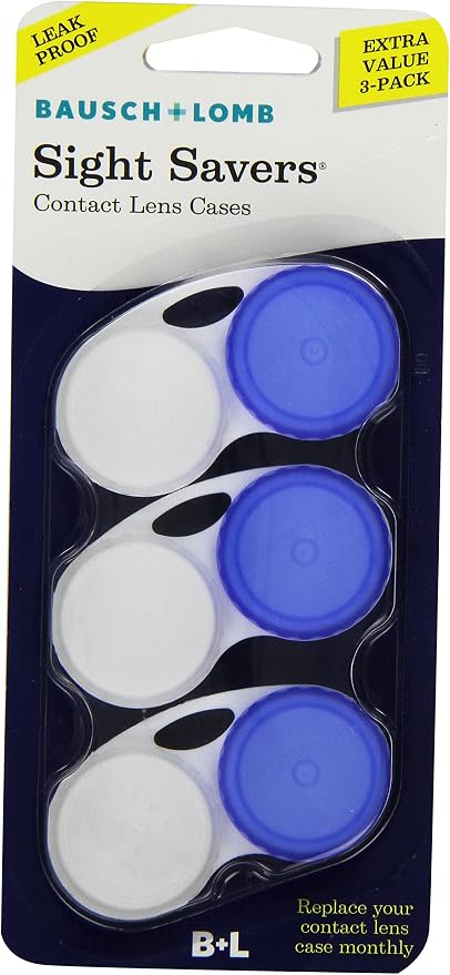 Sight Savers by Bausch & Lomb Leak-Proof Contact Lens Case, 3 Pack | Compact travel-size design, durable leak-proof seal, 3-pack value, eye care essential, contact lens storage, bulk multipack by Bausch+%2B+Lomb