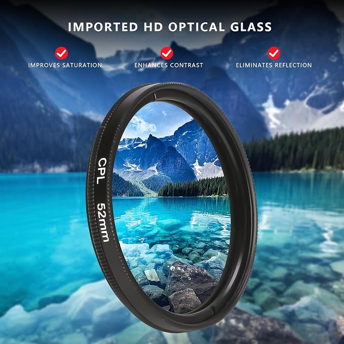 52MM Circular Polarizer Filter, Ultra Slim Multi-Coated CPL Lens Filter, Clip-on Phone Camera Filter Kit, Compatible for iPhone 15 14 13 12 11,Motorola, Google Pixel and Other Smart Phones - Image 2