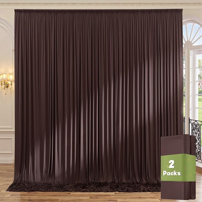 10x8 ft Wrinkle Free Brown Backdrop Curtain for Parties, Thick Polyester Photo Backdrop Drapes 2 Panels for Wedding Birthday Party Photography Background Baby Shower by ENJOYYOURPARTY