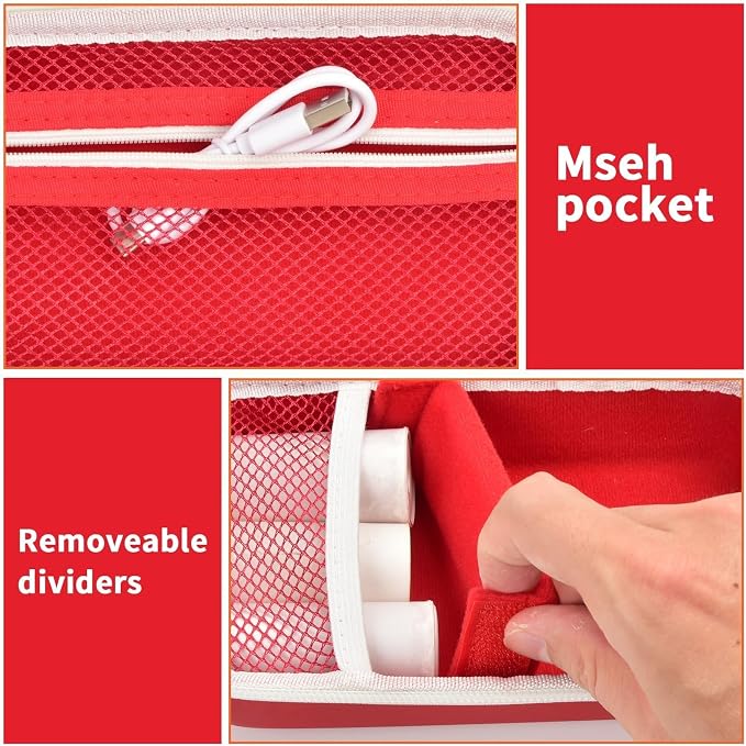 Kids Film Camera Case, Travel Storage Bag for Girls Boys | for ESOXOFFORE for Dylanto for Anchioo for WEEFUN for GKTZ for Amzelas for Mafiti, Mesh Pocket, Wrist Strap, Red - Image 3