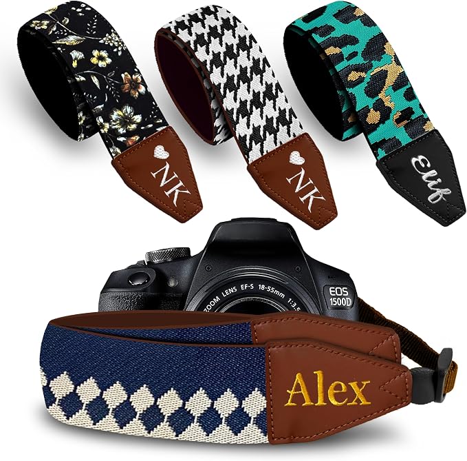 Art Tribute Custom Blue Diamond Camera Strap - Add Your Text and We Make It Especially For You Get Your Own Personalized Stocking Stuffer & Christmas Gift Camera Strap, No Shipping Cost! by ArtTribute