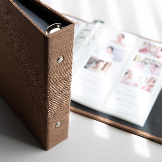 Photo Album For 2X6 Photo Booth Slip In Strips And 4X6 Pictures - 6 Ring Notebook Binder With 20 2 By 6 Sleeves - Fits 80 Photobooth Prints (UMBER BROWN - LINEN HARDCOVER, 2X6) - Image 6
