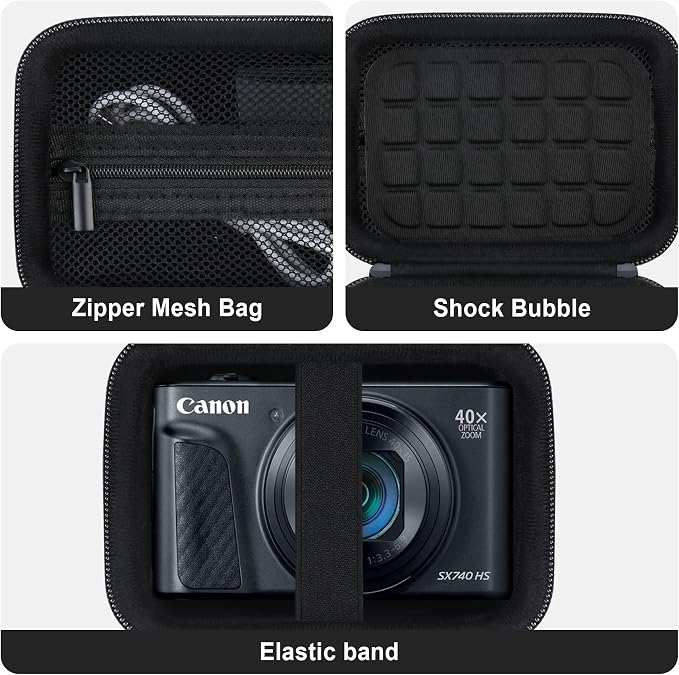 Carrying Case for Canon PowerShot SX740 HS, SX730 HS Camera, Black | SX720 HS, SX620 HS, G7 X Mark III, G7 X Mark II Digital Camera, Storage Holder Travel Bag with Mesh Pocket for Battery Pack - Image 4