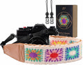 Padwa Lifestyle White Crochet Camera Strap - 2" Full Grain Leather Ends Camera Straps for Photographers, Vintage Embroidered Cotton Soft Suede Fabric Padded Strap with Quick Release fits All Cameras by PadwaLifestyleCameraStrap