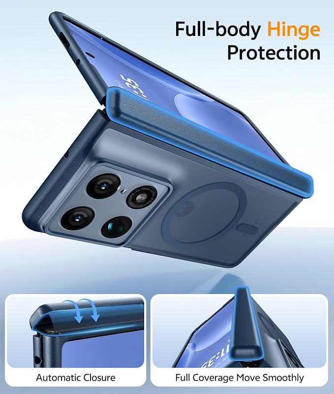 FNTCASE for Motorola Razr Fold Case, Fit for Magsafe, Hinge Protection Blue | Translucent Matte, 18FT Military Grade Drop Proof, Protective Phone Cover, Blue - Image 3